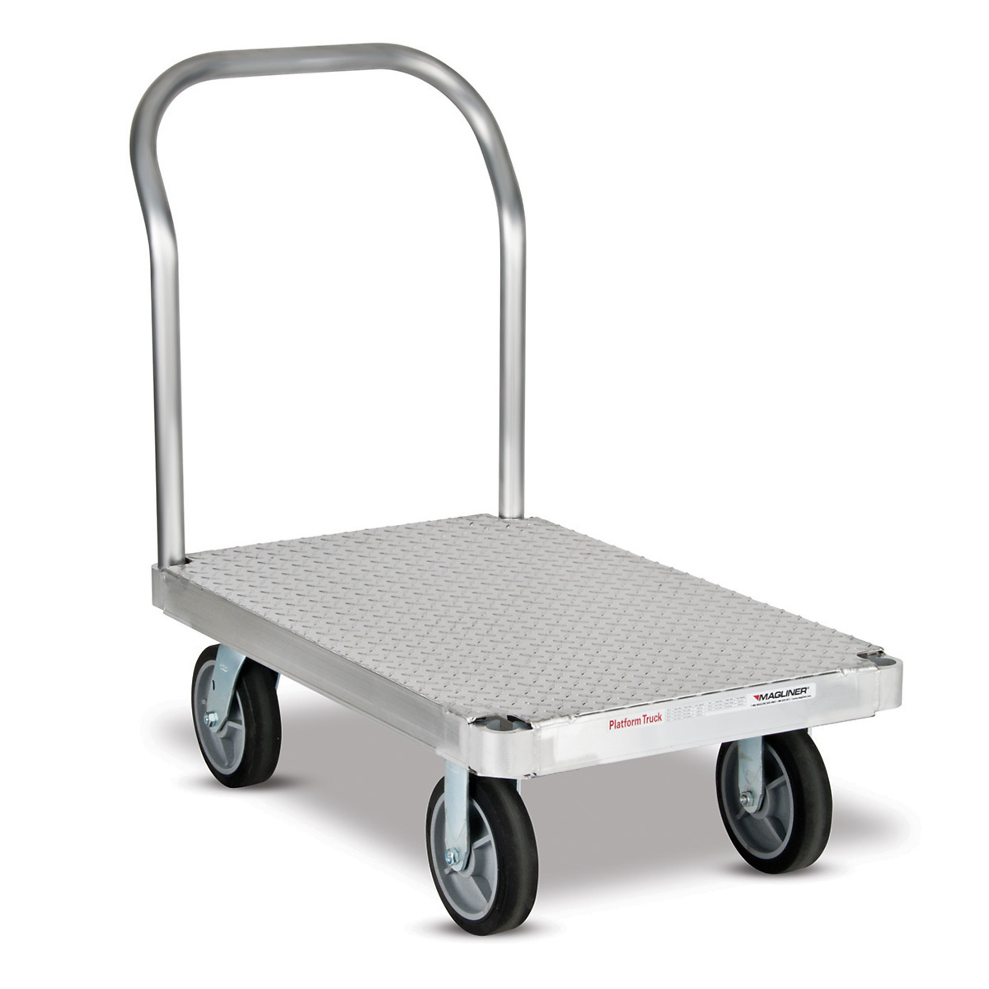 Platform Truck 30" x 60" Tread Plate Deck, One Handle, 8" TPR Casters - Unassembled